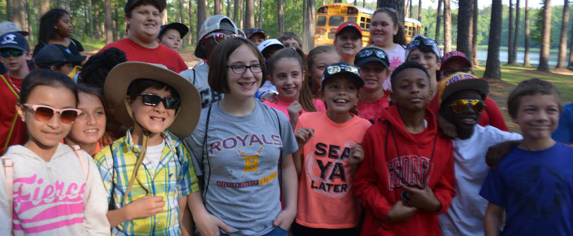 Childrens' field trip in the woods